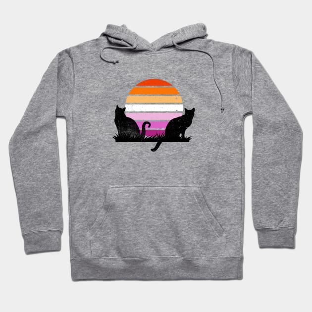 Lesbian Pride Sunset Kitties Hoodie by DADDY DD